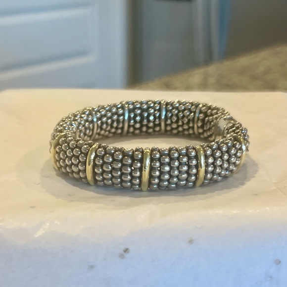 LAGOS Jewelry - LAGOS Silver Beaded Bracelet with Gold Bands